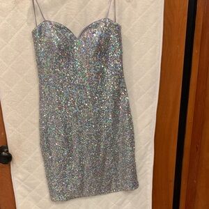 Frederick's of Hollywood Glittering Silver Strapless Dress